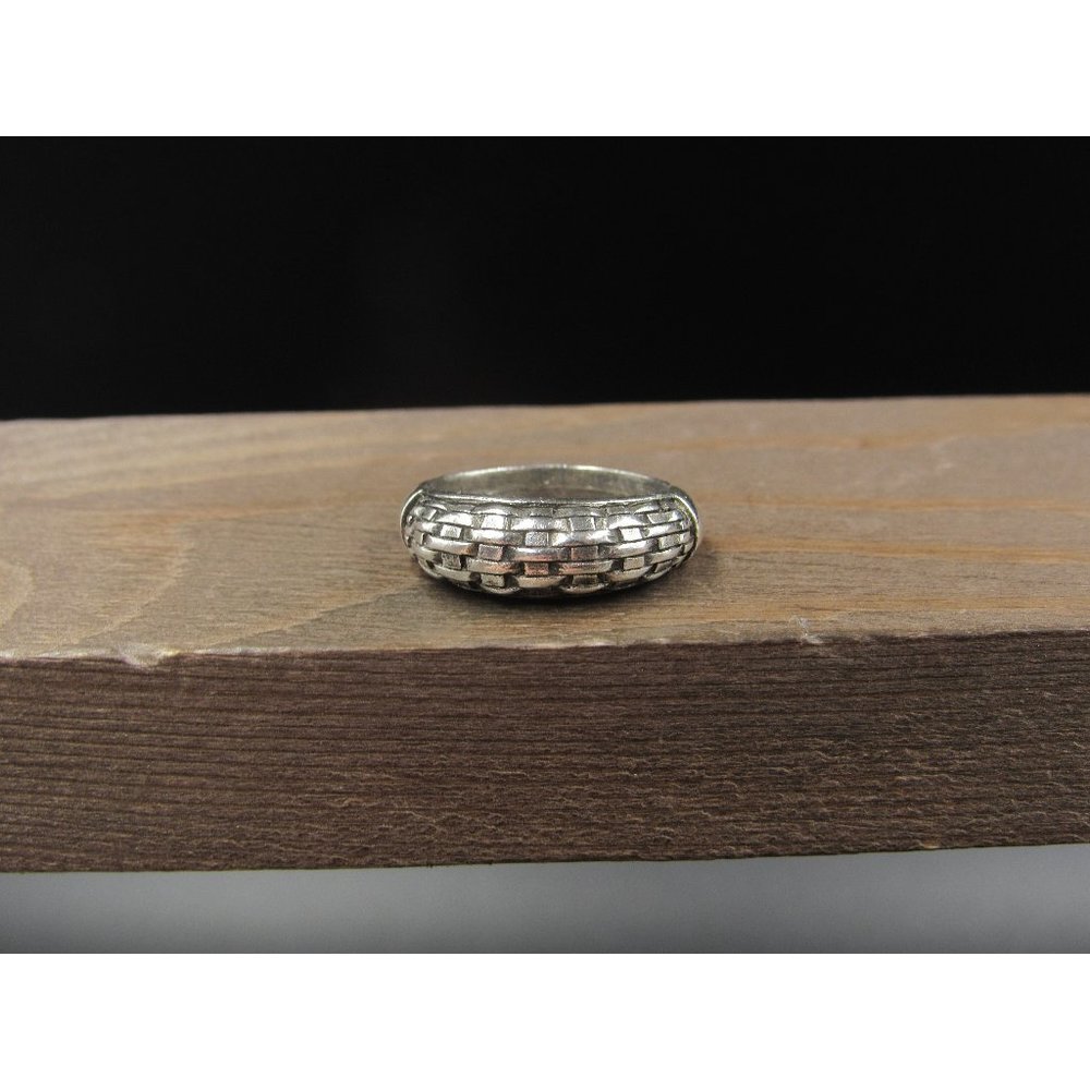 Size 6 Sterling Silver Weaved Pattern Band Ring Vintage Statement Engagement